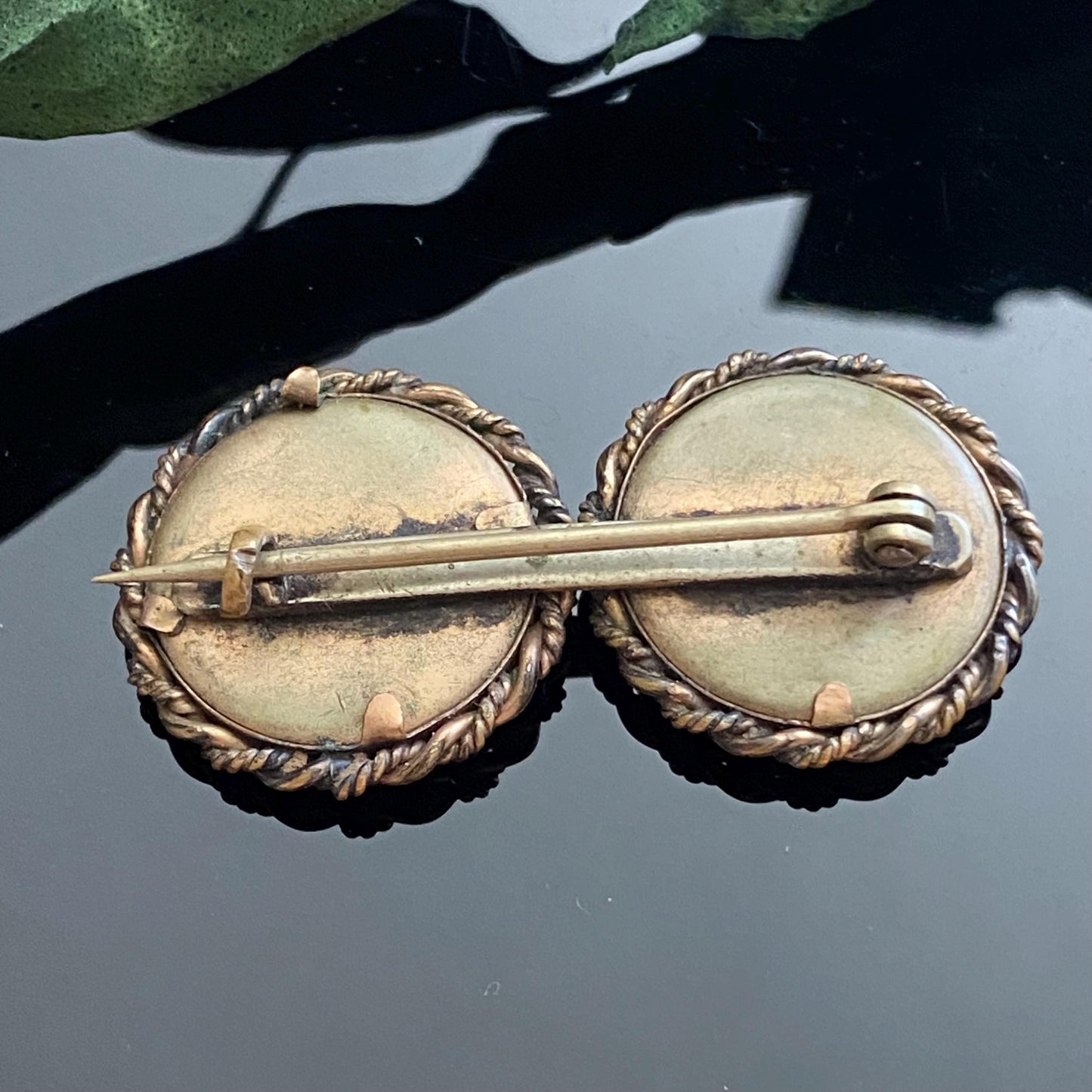 Victorian Double Frame Photograph Pin of Man & Woman