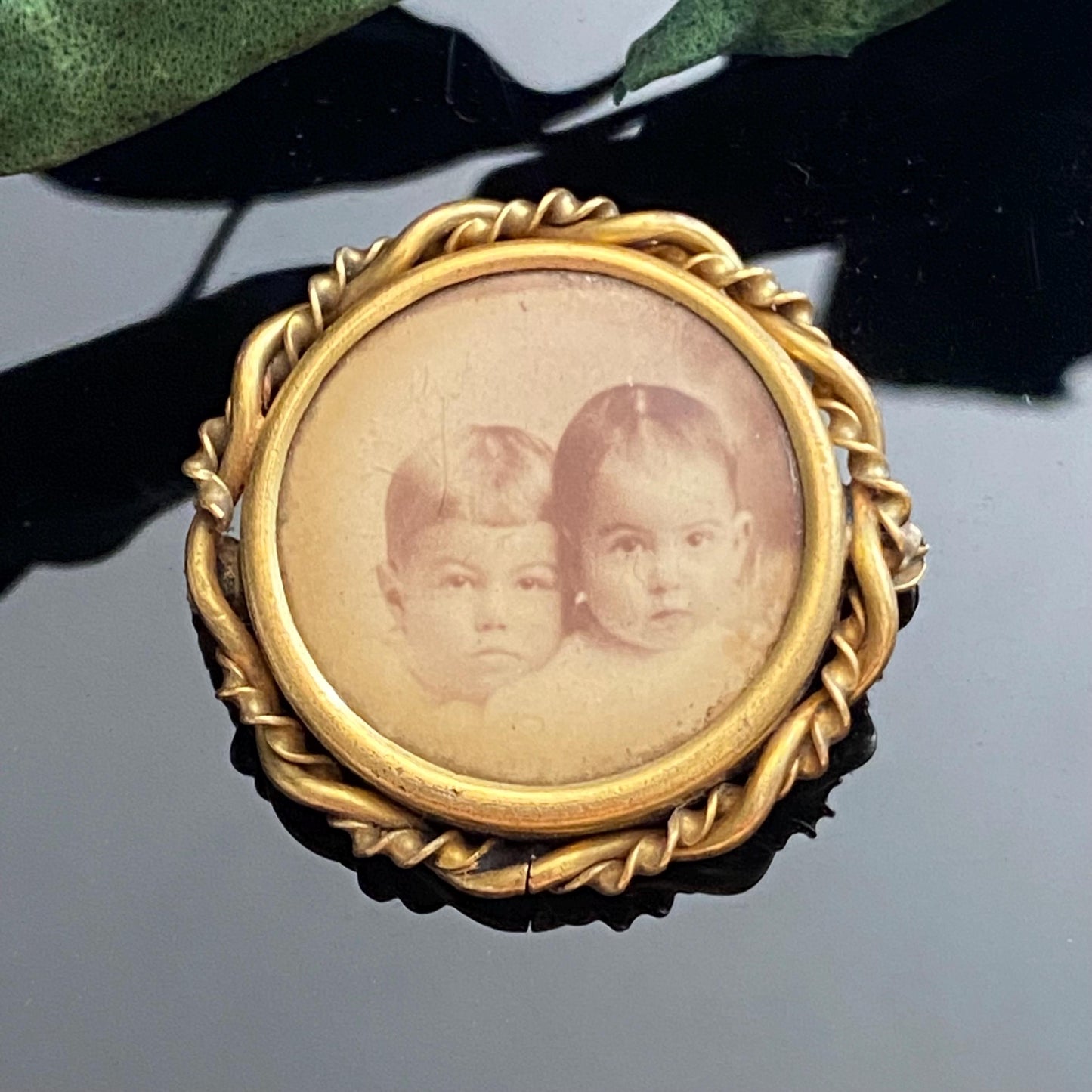 Victorian Edwardian Antique Children Photograph Pin