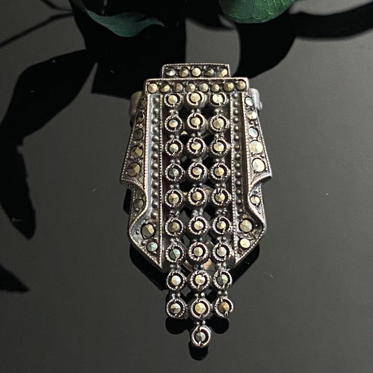 Vintage Sterling Silver Marcasite Dress Clip