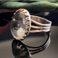 Vintage Clear Glass Cabochon Silver Tone Adjustable Ring
