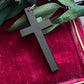 Antique Victorian Large French Jet Glass Mourning Cross