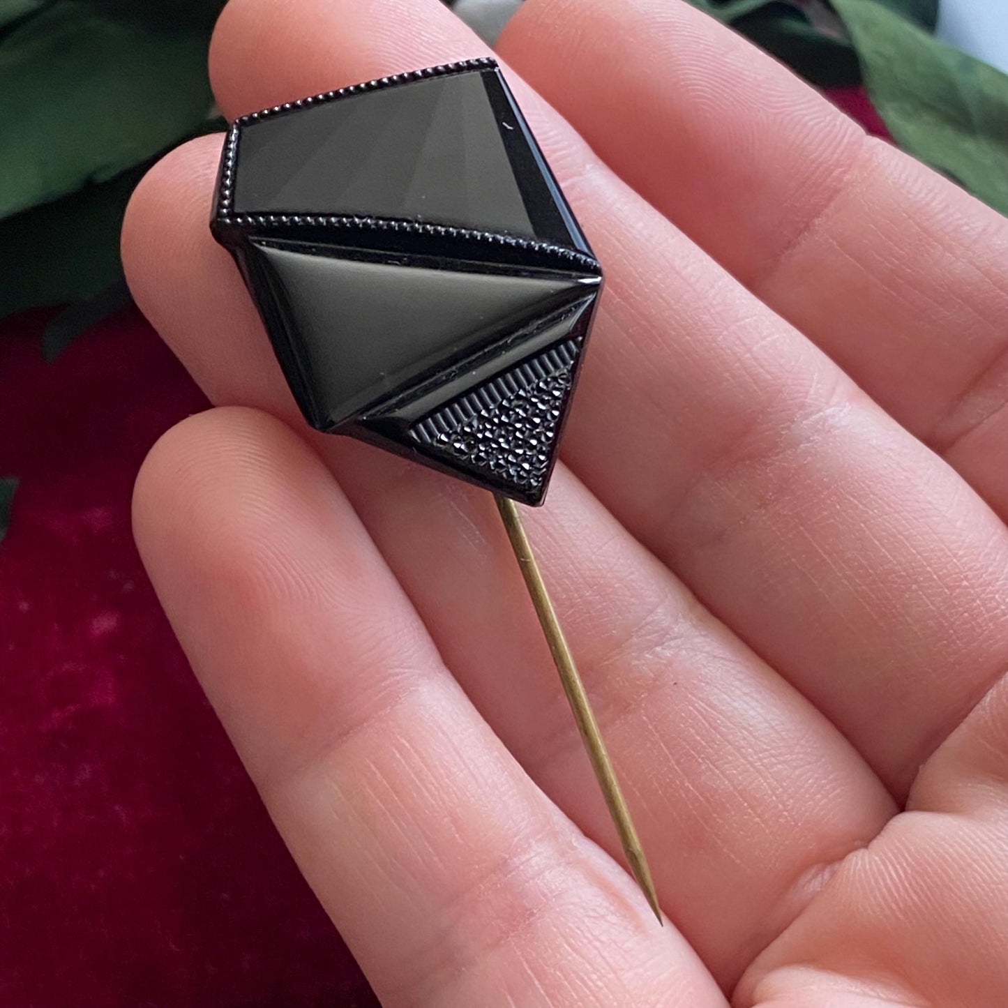 Antique French Jet Glass Stickpin