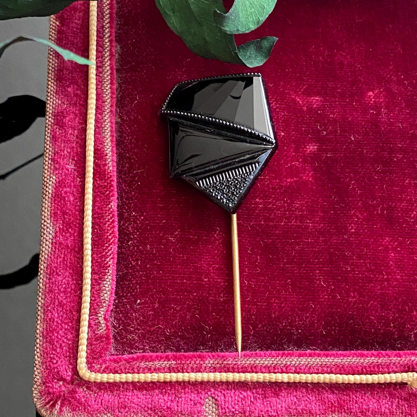 Antique French Jet Glass Stickpin