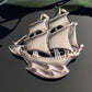 Vintage Sterling Silver Galleon Ship Pin Brooch