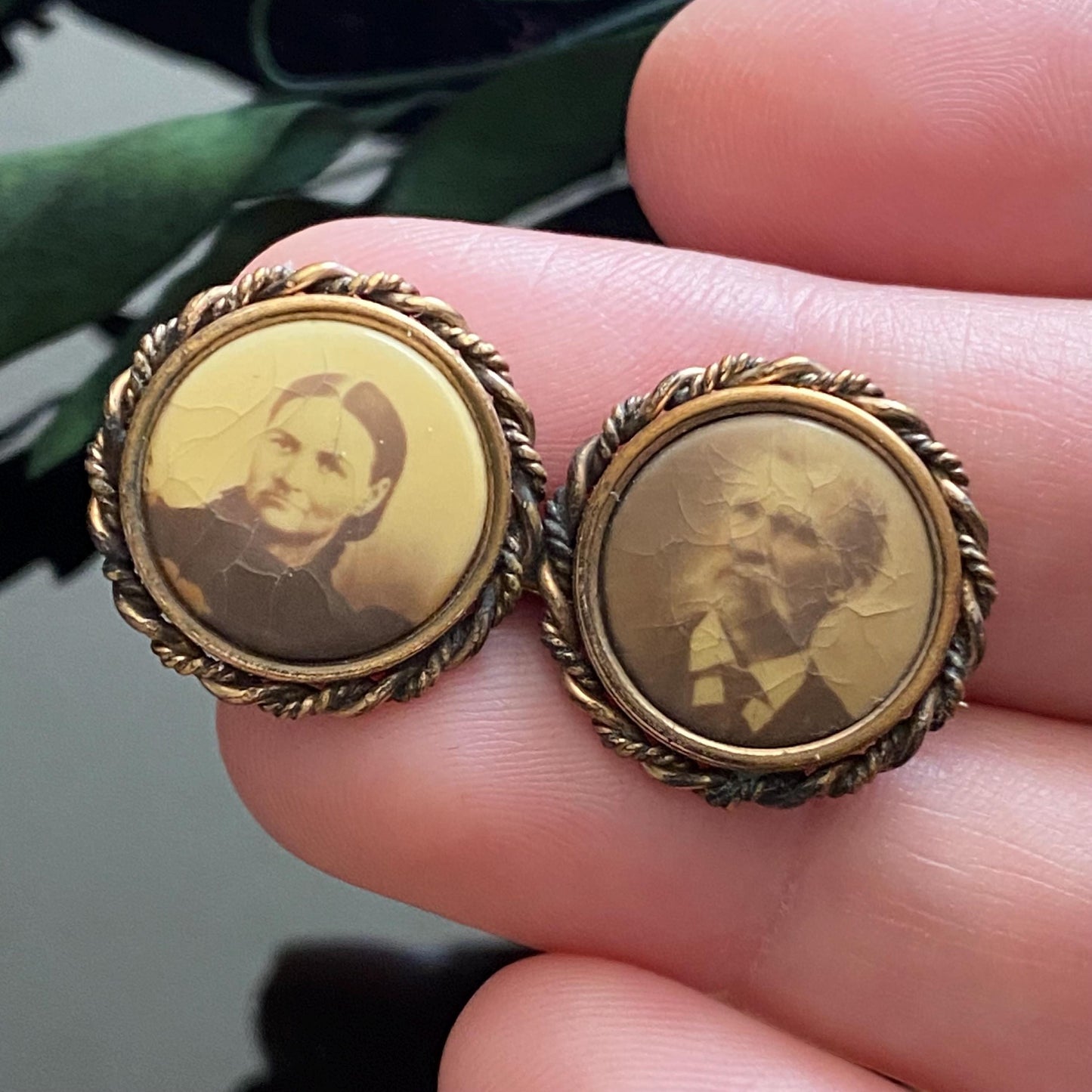 Victorian Double Frame Photograph Pin of Man & Woman