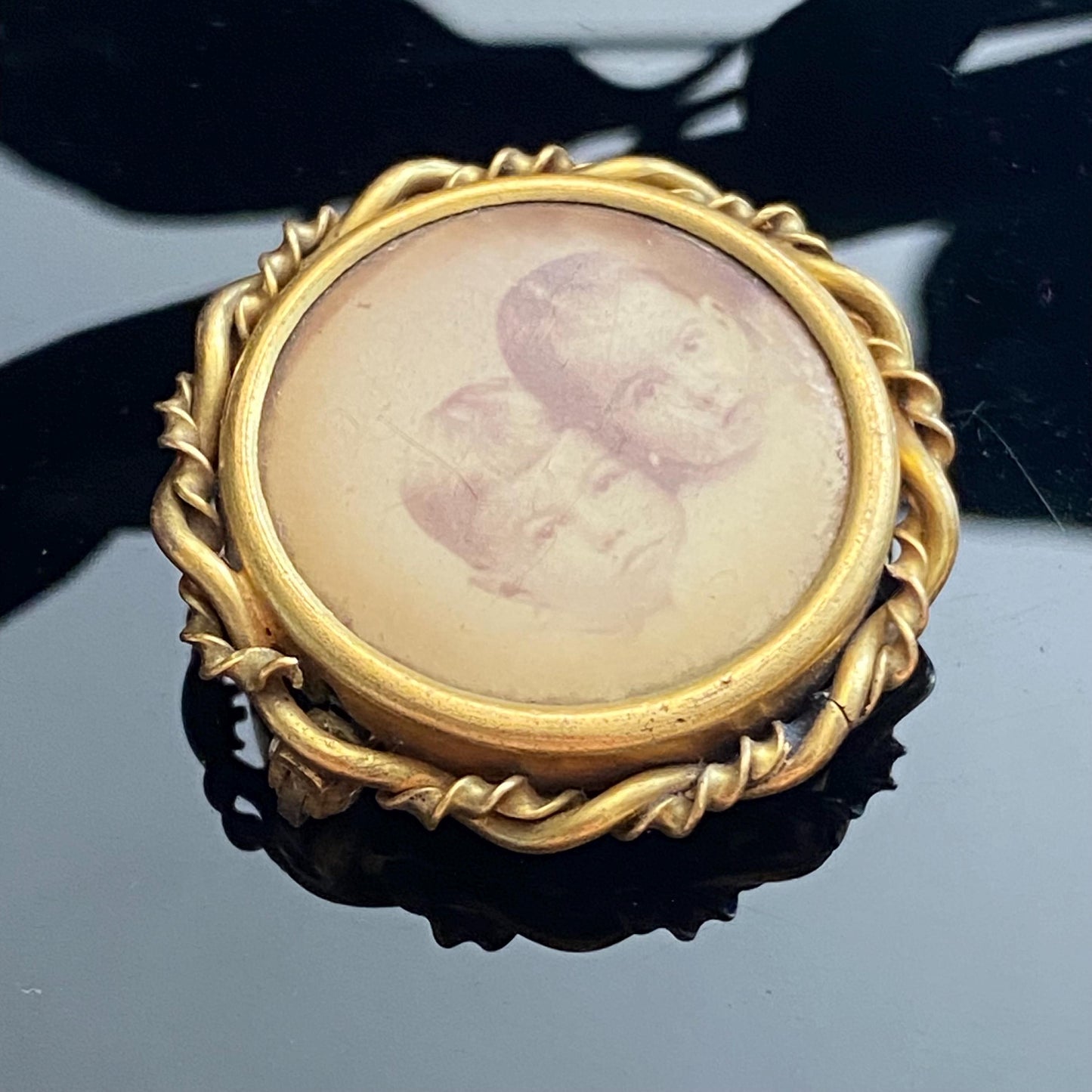 Victorian Edwardian Antique Children Photograph Pin
