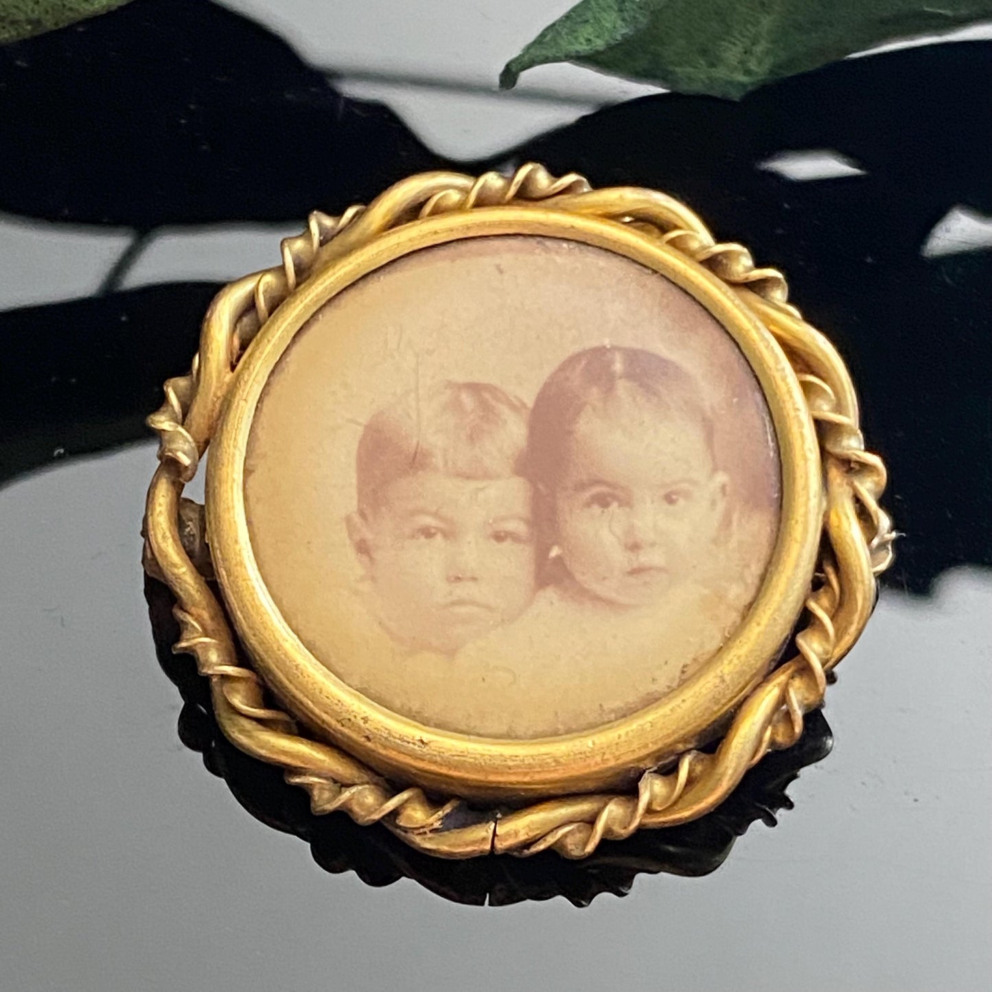 Victorian Edwardian Antique Children Photograph Pin