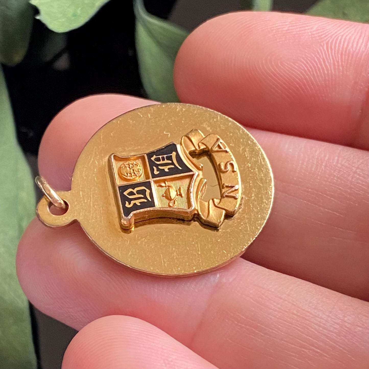Vintage Gold Filled Enamel National Secretaries Association NSA Disc Charm Pendant