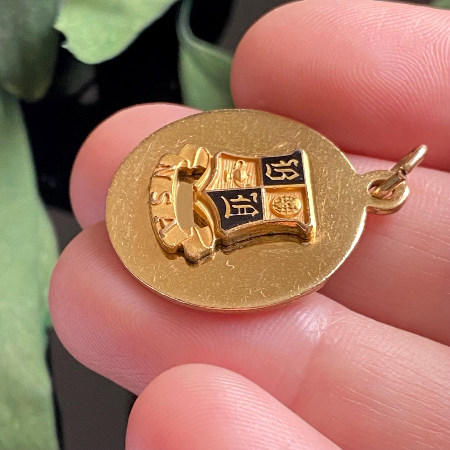 Vintage Gold Filled Enamel National Secretaries Association NSA Disc Charm Pendant