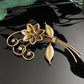 Vintage Harry Iskin Retro Gold Filled Tooaz Rhinestone Flower Spray Broocb