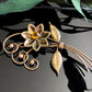 Vintage Harry Iskin Retro Gold Filled Tooaz Rhinestone Flower Spray Broocb
