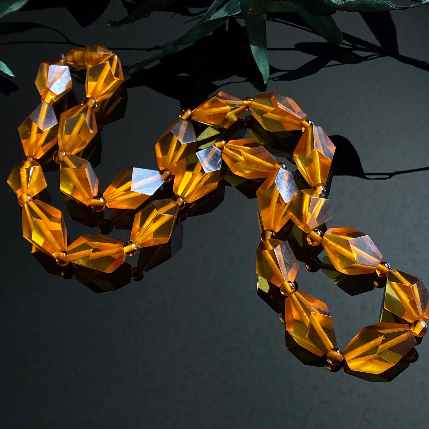 Vintage Apple Juice Bakelite Chunky Bead Necklace
