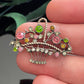 Antique Edwardian 800 Silver Pink & Green Paste Giardinetti Brooch