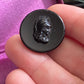 Antique Jet Glass Greco-Roman Soldier Button