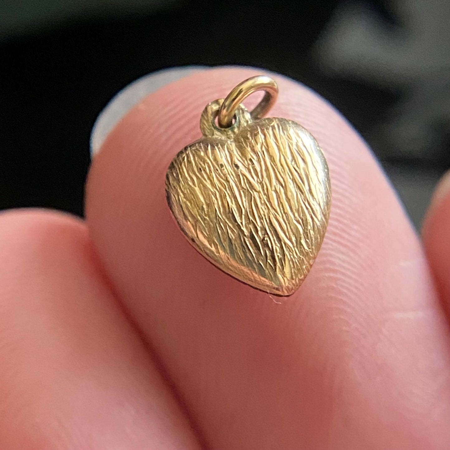 Antique Vintage Tiny Textured Gold Filled Puffy Heart Charm Pendant