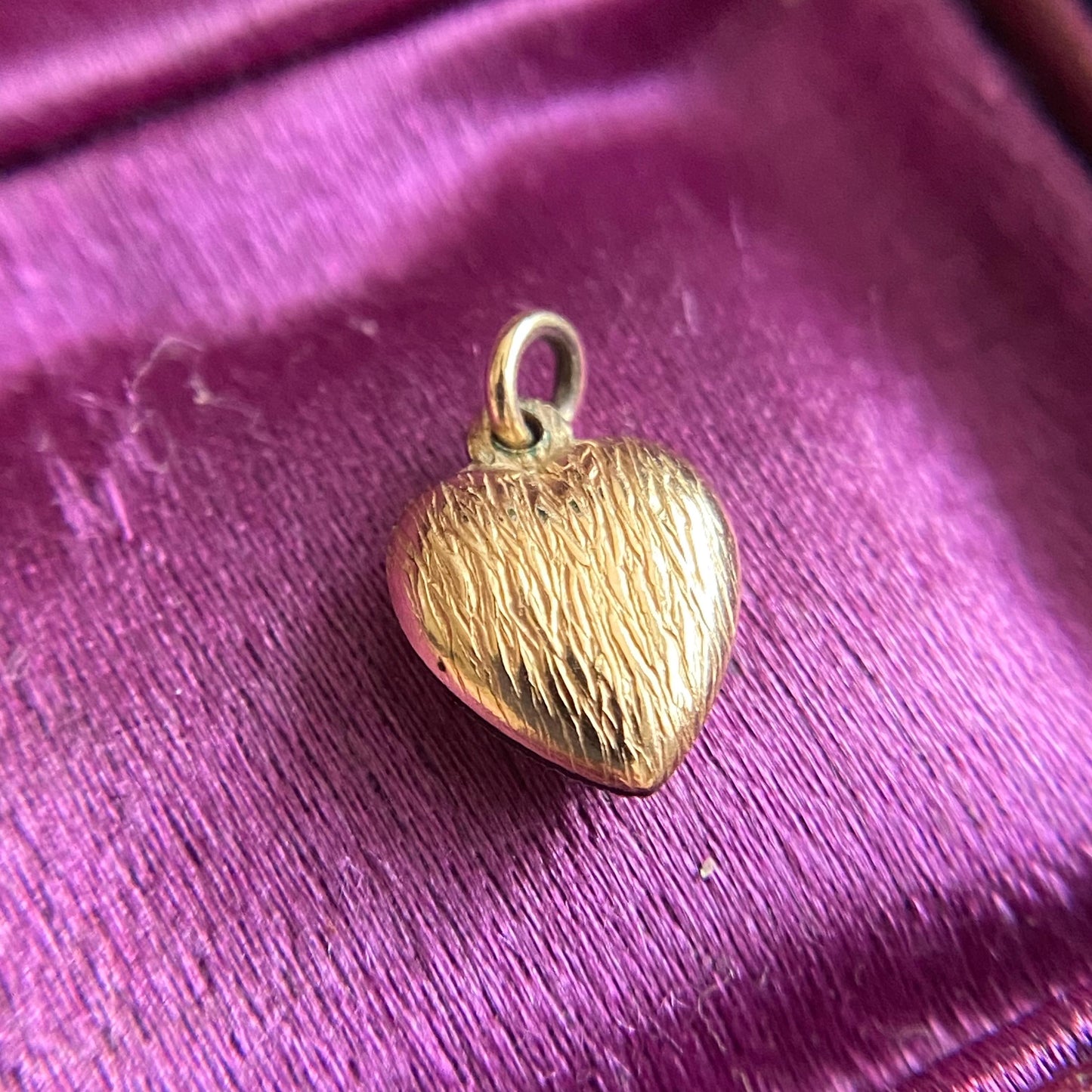 Antique Vintage Tiny Textured Gold Filled Puffy Heart Charm Pendant