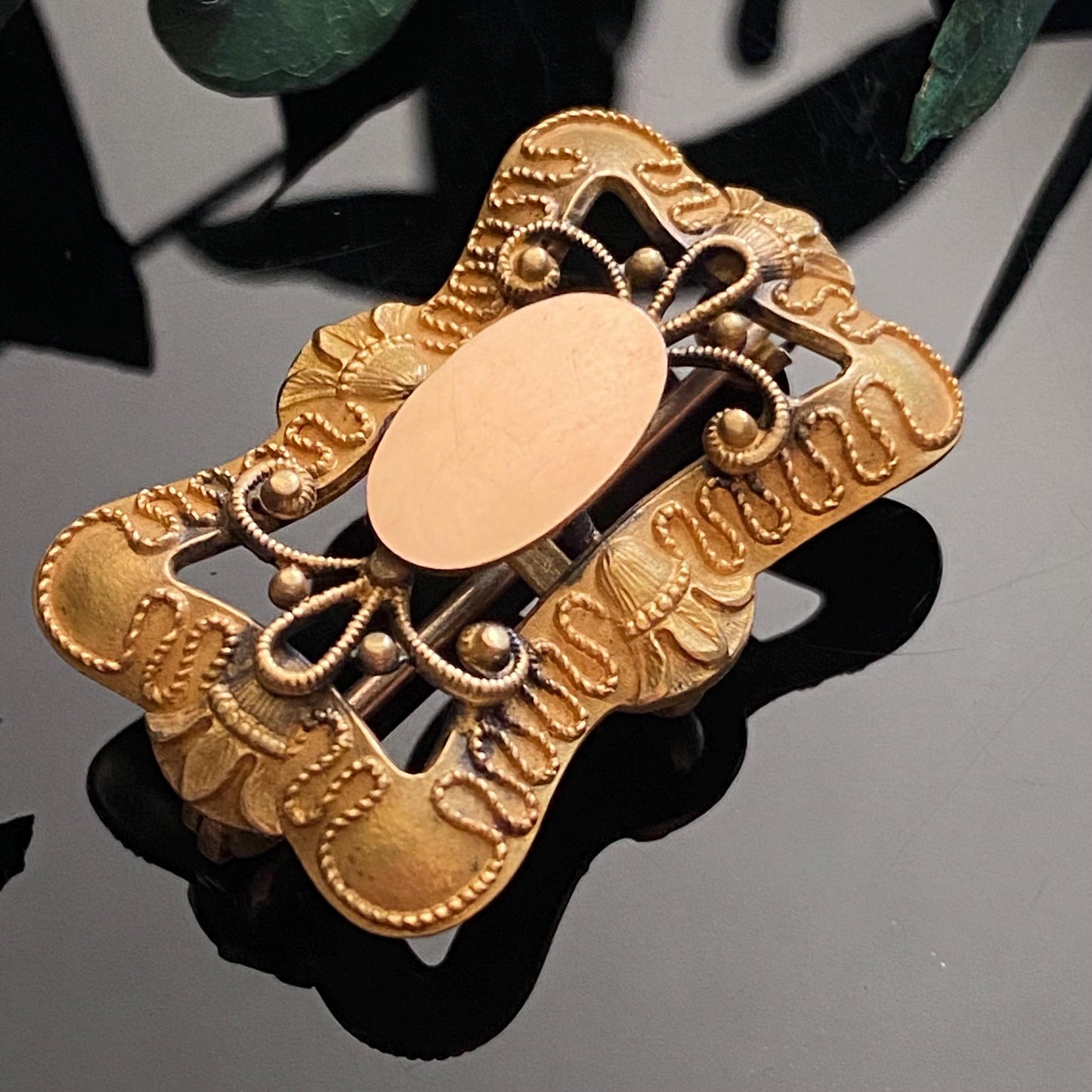 Antique Gold Filled Etruscan Revival Fob Hanger Pin Brooch | No Monogram