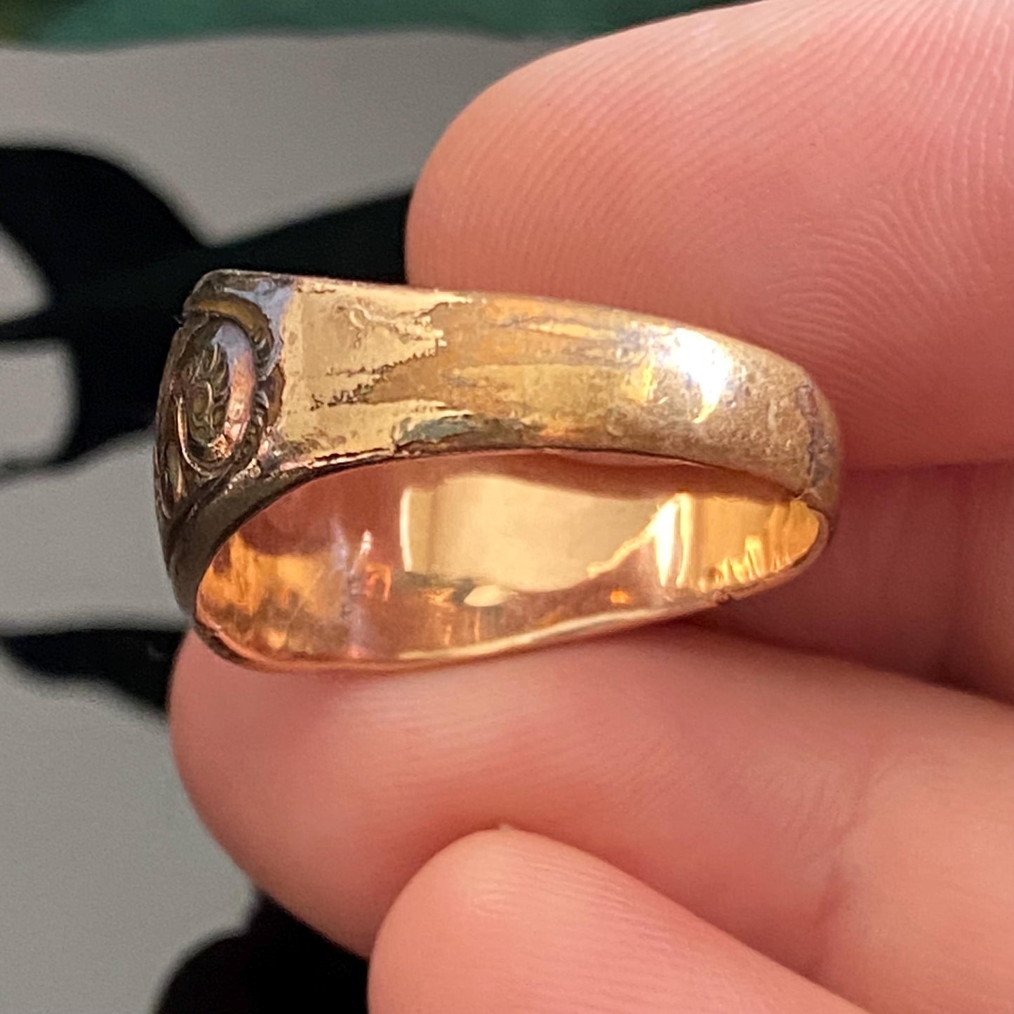 Antique Rolled Gold Allsopp Bros Enamel Independent Order of Foresters Signet Ring Size 9