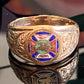Antique Rolled Gold Allsopp Bros Enamel Independent Order of Foresters Signet Ring Size 9