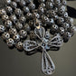 Antique Vintage Sterling Silver Filigree Bead Cross Rosary