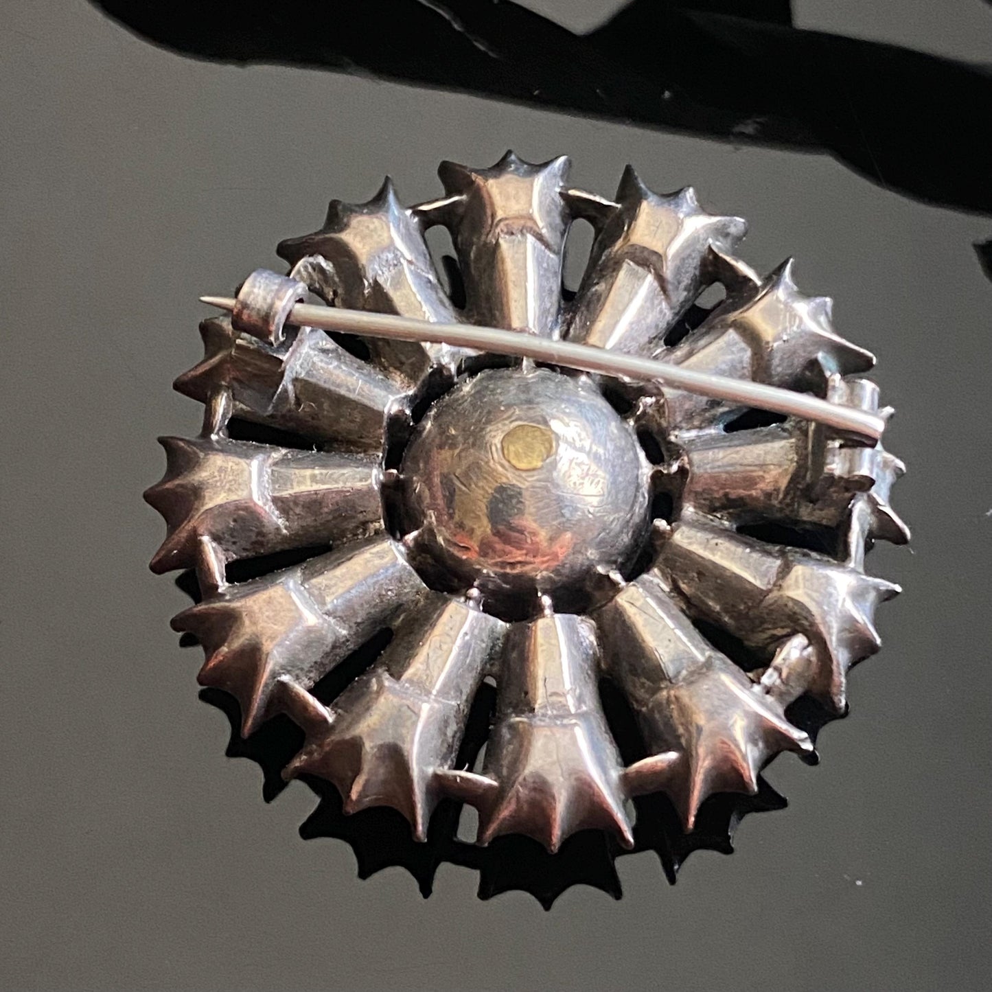 Antique Georgian Black Dot Paste Silver Brooch