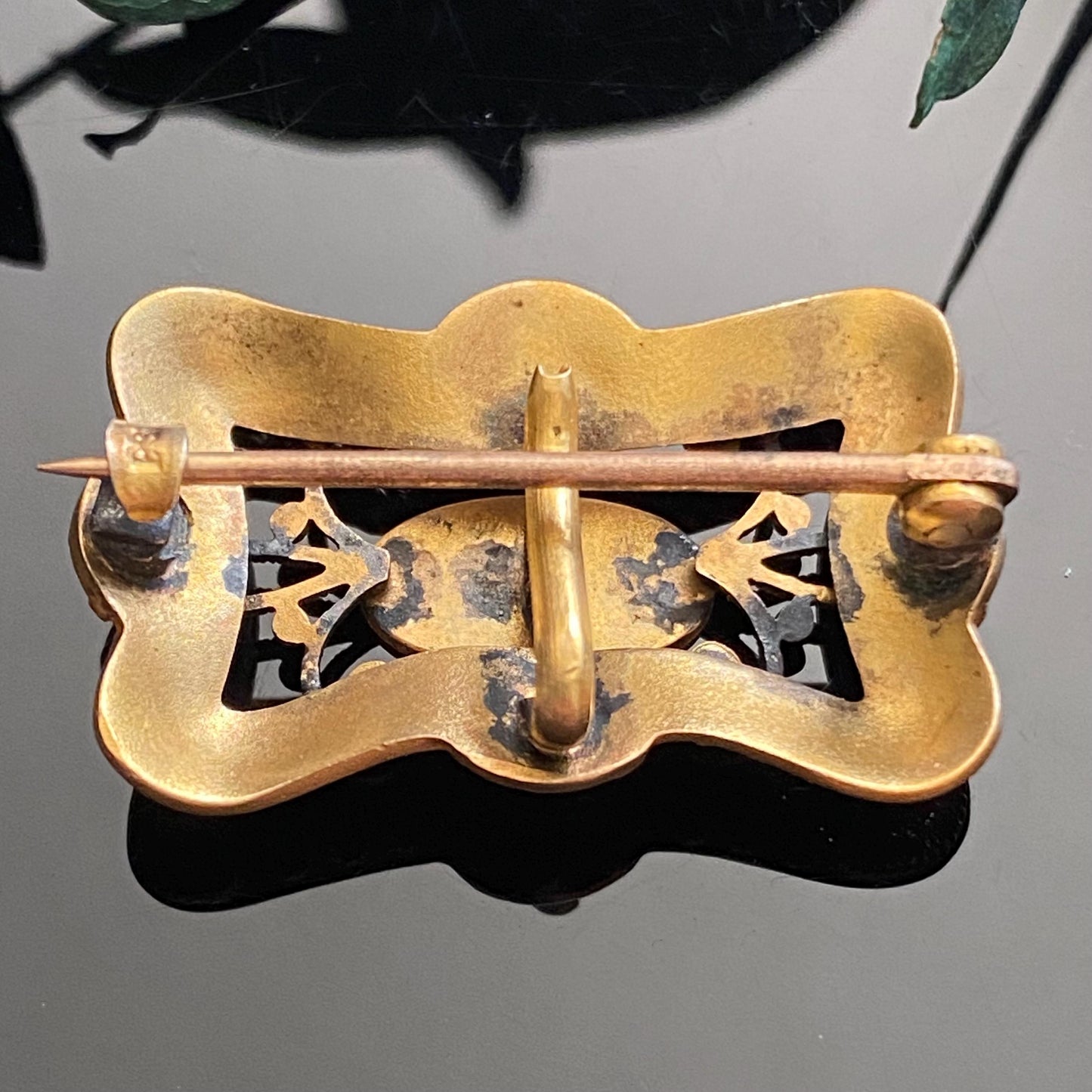 Antique Gold Filled Etruscan Revival Fob Hanger Pin Brooch | No Monogram