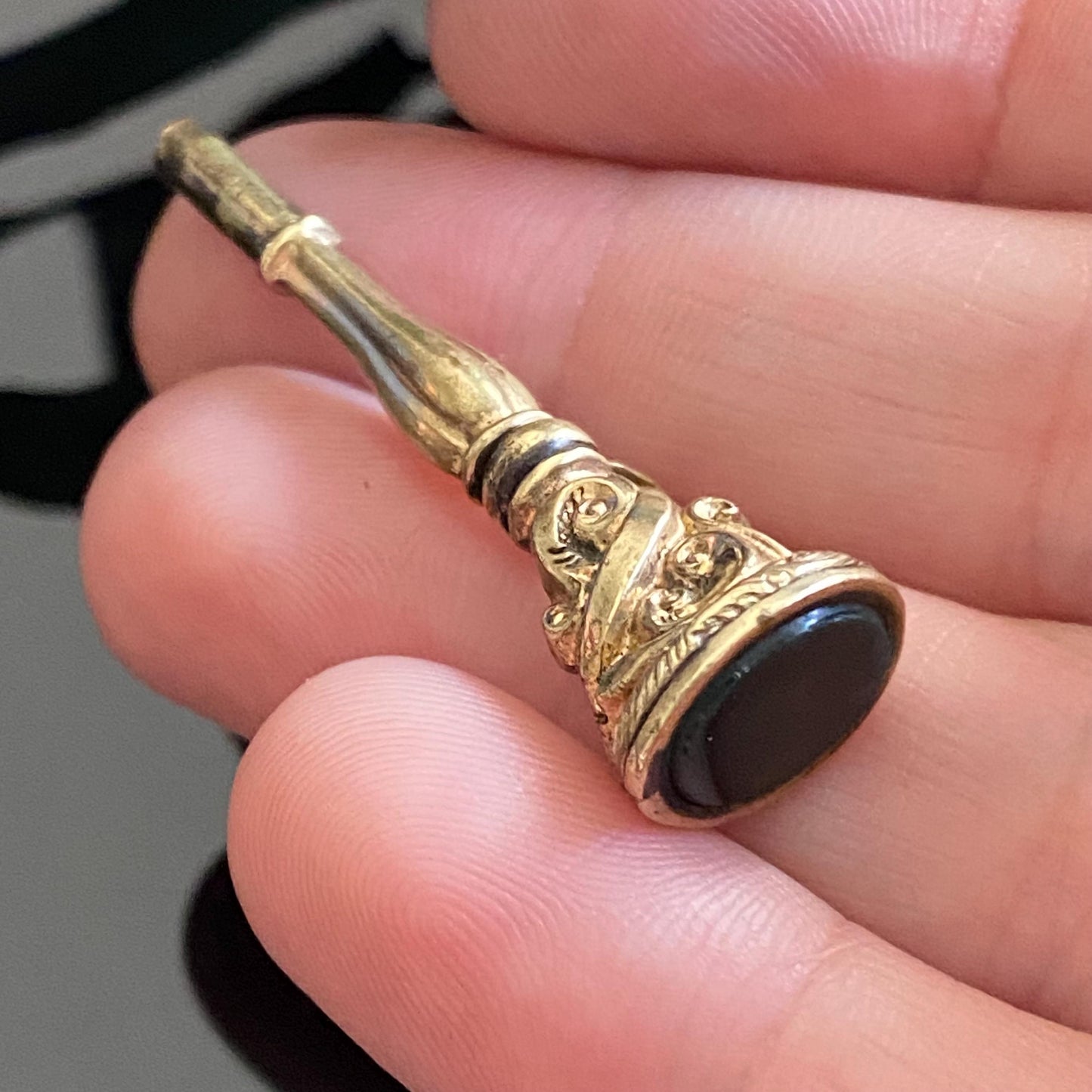 Antique Victorian Bloodstone Watch Key Fob