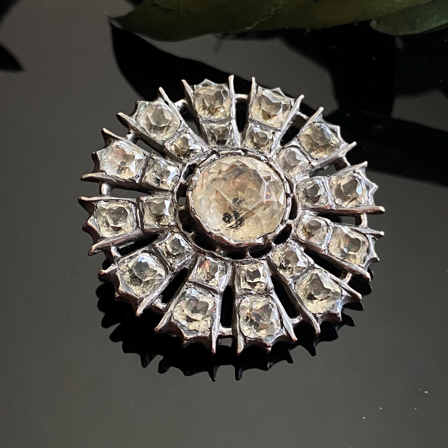 Antique Georgian Black Dot Paste Silver Brooch