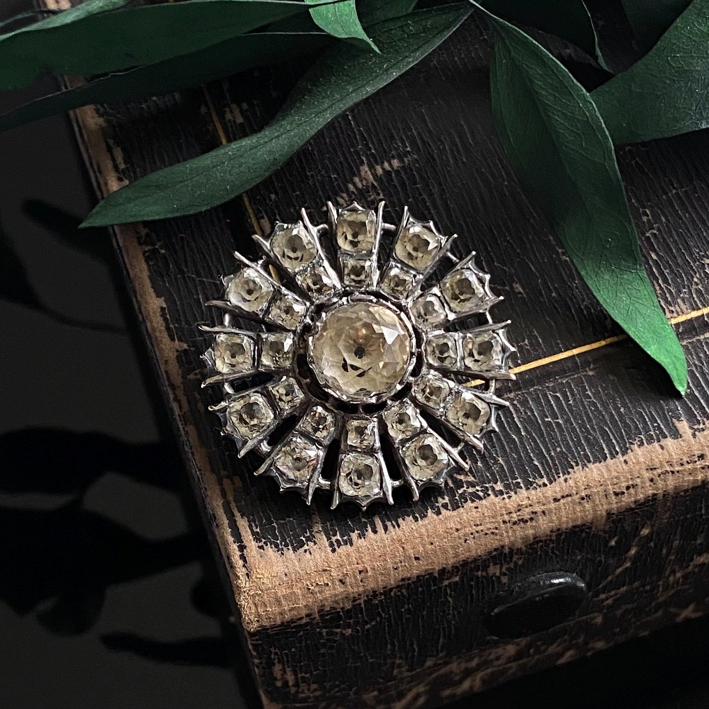 Antique Georgian Black Dot Paste Silver Brooch