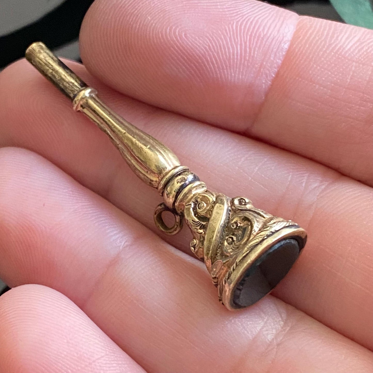Antique Victorian Bloodstone Watch Key Fob