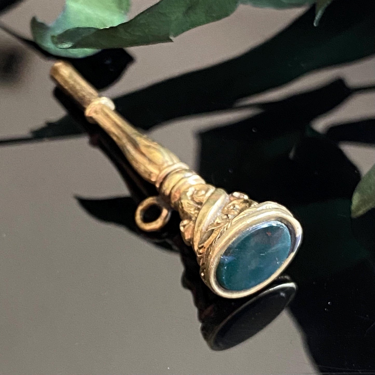 Antique Victorian Bloodstone Watch Key Fob