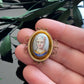 Antique Victorian Porcelain Miniature Portrait of Woman Gold Filled Brooch