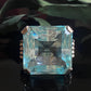 Vintage Sterling Silver Large Square Cut Aqua Glass Cocktail Ring Size 4.5