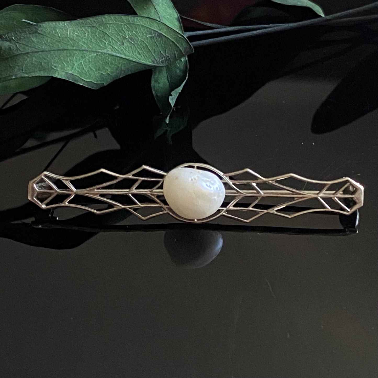 Antique Vintage Baroque Pearl Bar Pin  Brooch