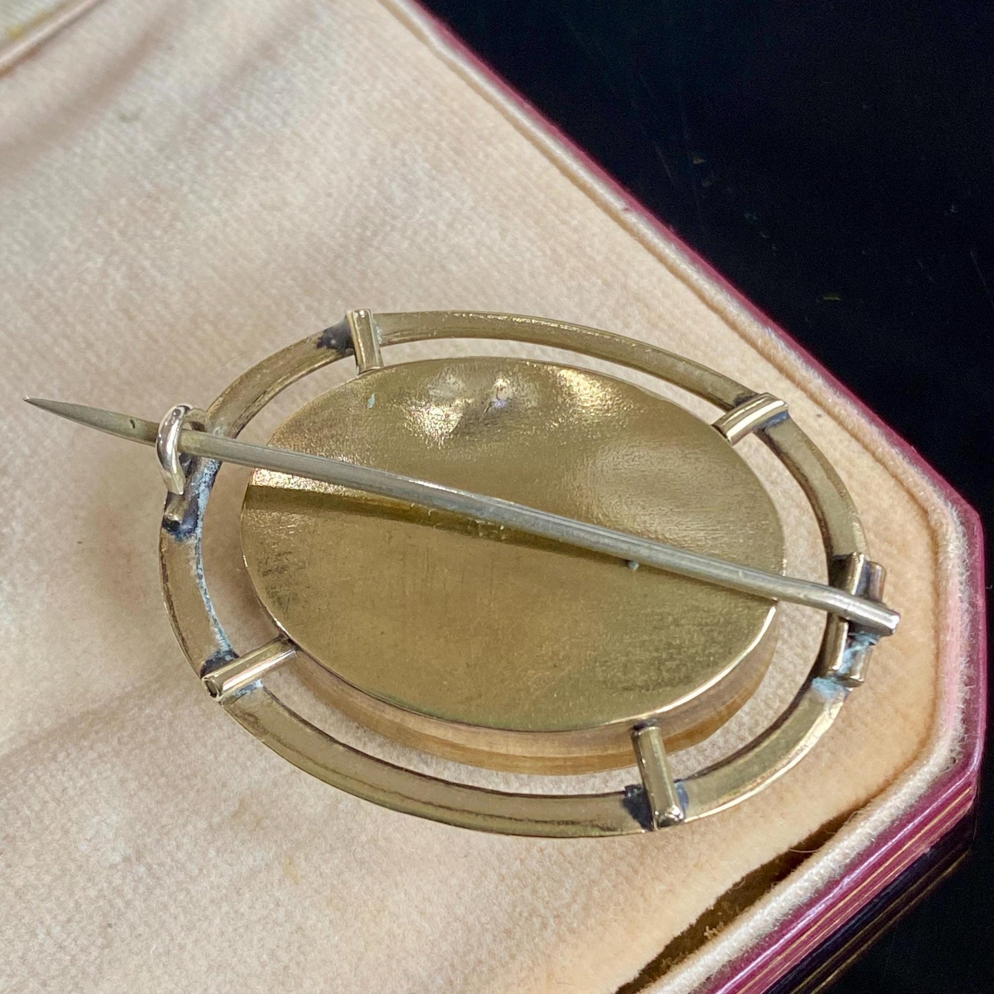 Antique Victorian Hairwork Glass Locket Brooch