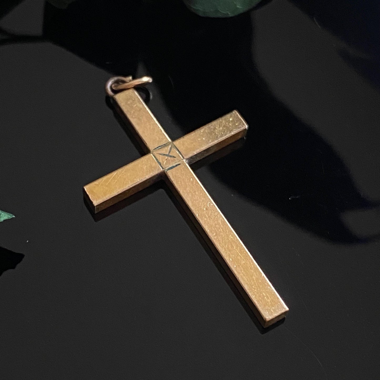 Antique Vintage Etched Gold Filled Cross Pendant