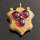 Antique 9k Gold Garnet Engraved Shield Locket With Blonde Hair