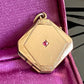 Antique Jugendstil Gold Filled Pink Paste Square Locket