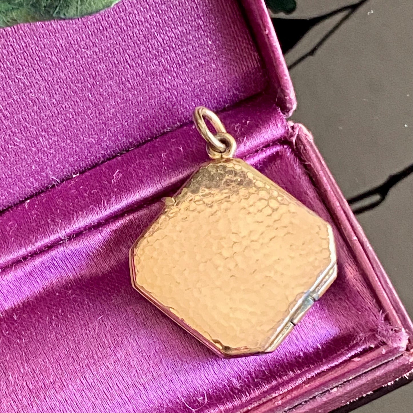 Antique Jugendstil Gold Filled Pink Paste Square Locket