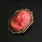 Antique Vintage Art Deco Petite Red Celluloid Cameo Pin Brooch