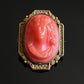 Antique Vintage Art Deco Petite Red Celluloid Cameo Pin Brooch