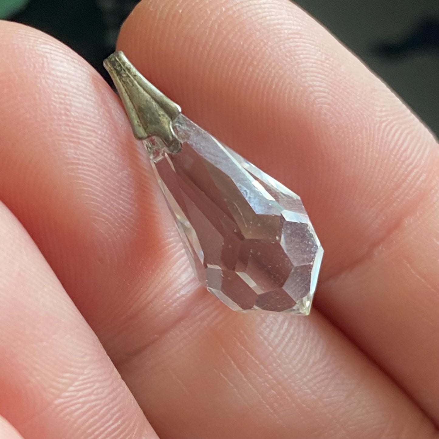 Vintage Small Faceted Glass Prism Pendant