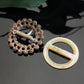 Antique Victorian Jewelry Lot | Petite Fob Ribbon Slide Buckles | Mother of Pearl & Cut Steel Buckle