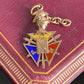 Antique Gold Filled Knights of Pythias FBC Skull Enamel Fob Charm With Short Chain