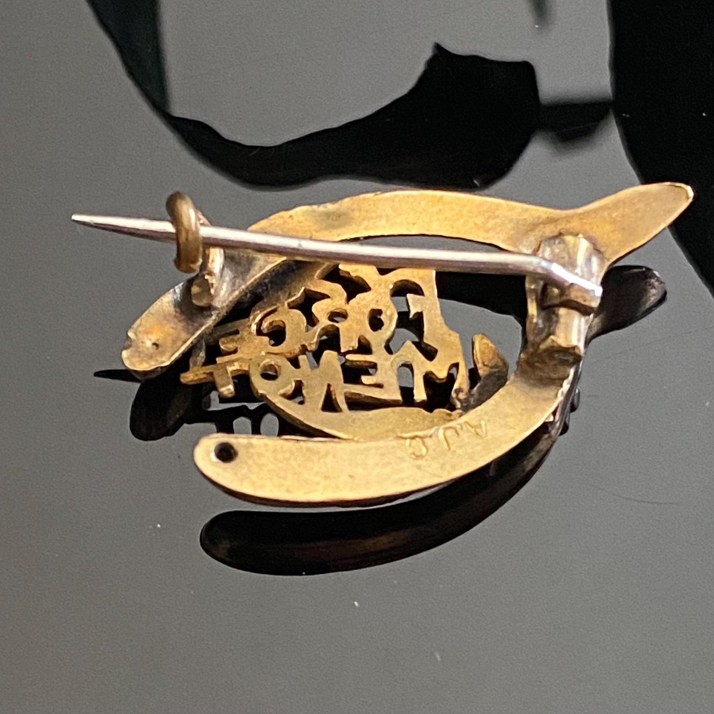 Antique Gold Plated Forget Me Not Wishbone Sweetheart Pin Brooch | WWI