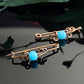Antique Vintage Turquoise Glass Bead Gold Filled Baby Pin Set