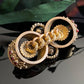 Vintage Victorian Revival Red Paste Etruscan Double Circle Brooch