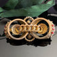 Vintage Victorian Revival Red Paste Etruscan Double Circle Brooch