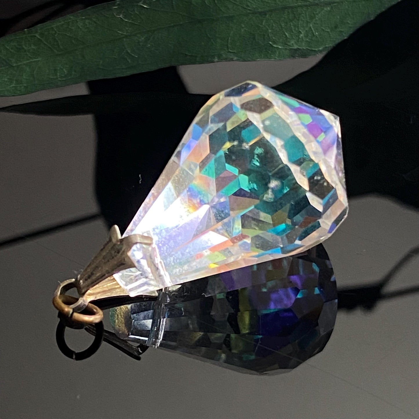 Vintage Aurora Borealis Crystal Prism Pendant
