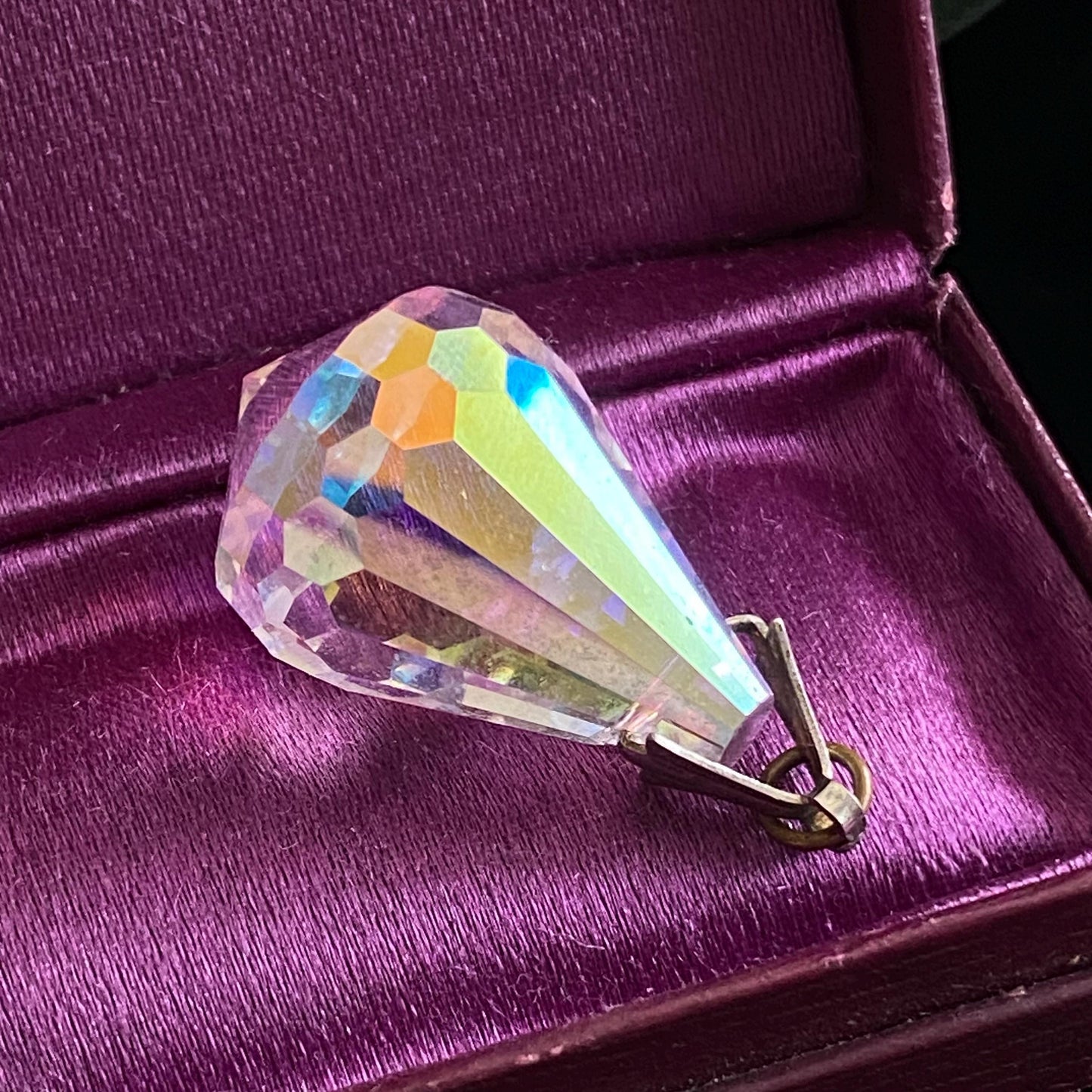 Vintage Aurora Borealis Crystal Prism Pendant
